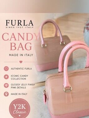 Furla Candy Bag Blush Pink Jelly Satchel | Pink Leather Handles | Made in Italy